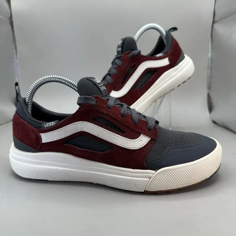 Vans UltraRange 3D Shoes Mens Size 7 Gray Burgundy Gray Suede Skate UltraCush